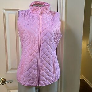Talbots Pink Sleeveless zip Quilted outwear Vest, with pockets, med